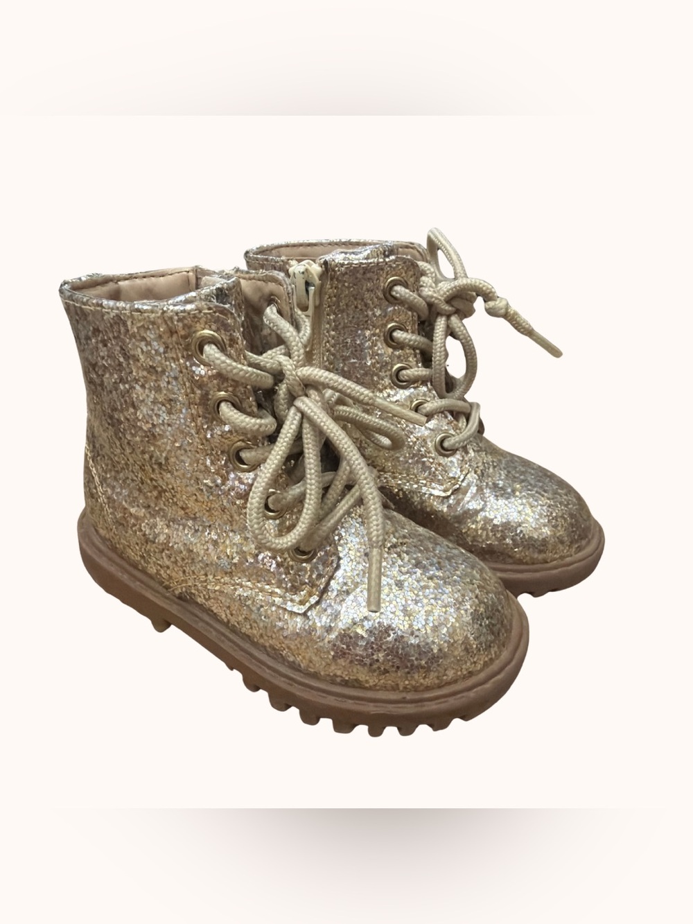 GAP Kids Glitter Gold Lace-Up Boots